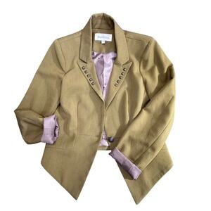 Daniel Rainn Womens Olive Green Studded Lapel Blazer Jacket Size S 30017